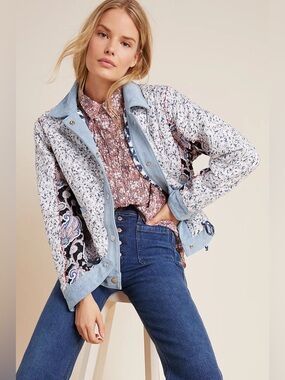 BLANKNYC Anthropologie Reversible Patchwork Denim Jacket